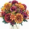 3 Pcs Fall Flowers Artificial Mums Silk Chrysanthemum Rose Daisy Bouquet Fake Mum Faux Floral Arrangements Home Indoor Outdoor Planter Decor Party Wedding Table Autumn Decoration